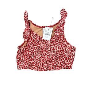 Crewcuts Red Flower Crop Bikini Top Girls Size 6